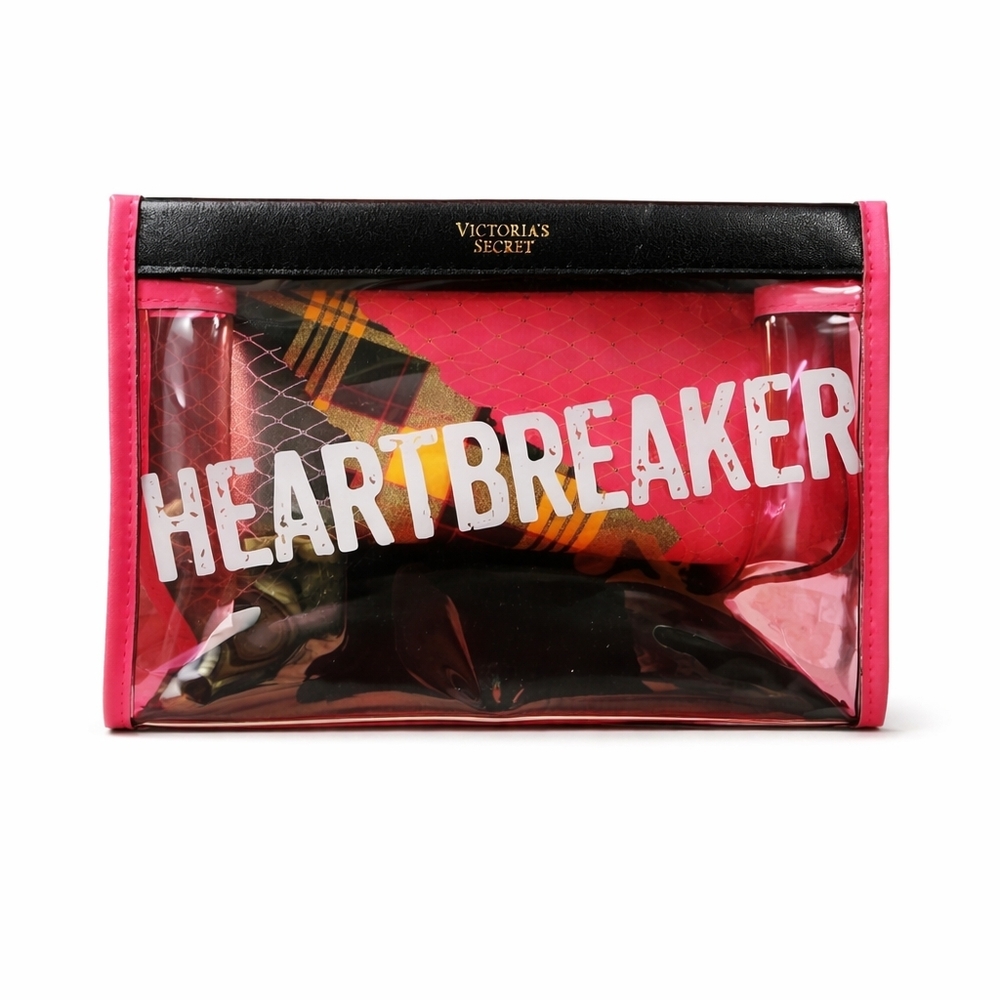 Victoria's Secret Heartbreaker Pink and Black Clear Transparent Bag
